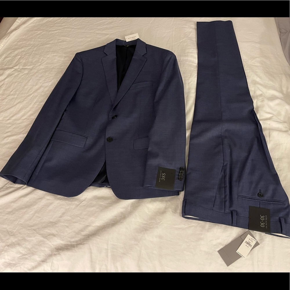 New Banana Republic Comet Blue Extra-Slim Italian wool suit set